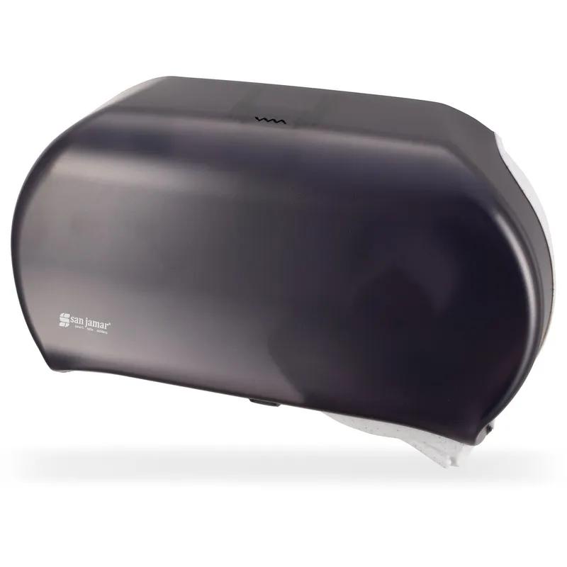 San Jamar Toilet Paper Dispenser 12.25X19.75X6 IN Plastic Black 2-Roll Jumbo (JRT) 9IN Roll 3.25IN Core Diameter 1/Each