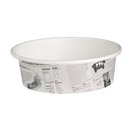 Food Container Base 12 OZ Paper Black White Newspaper Print Round 50 Count/Pack 10 Packs/Case 500 Count/Case