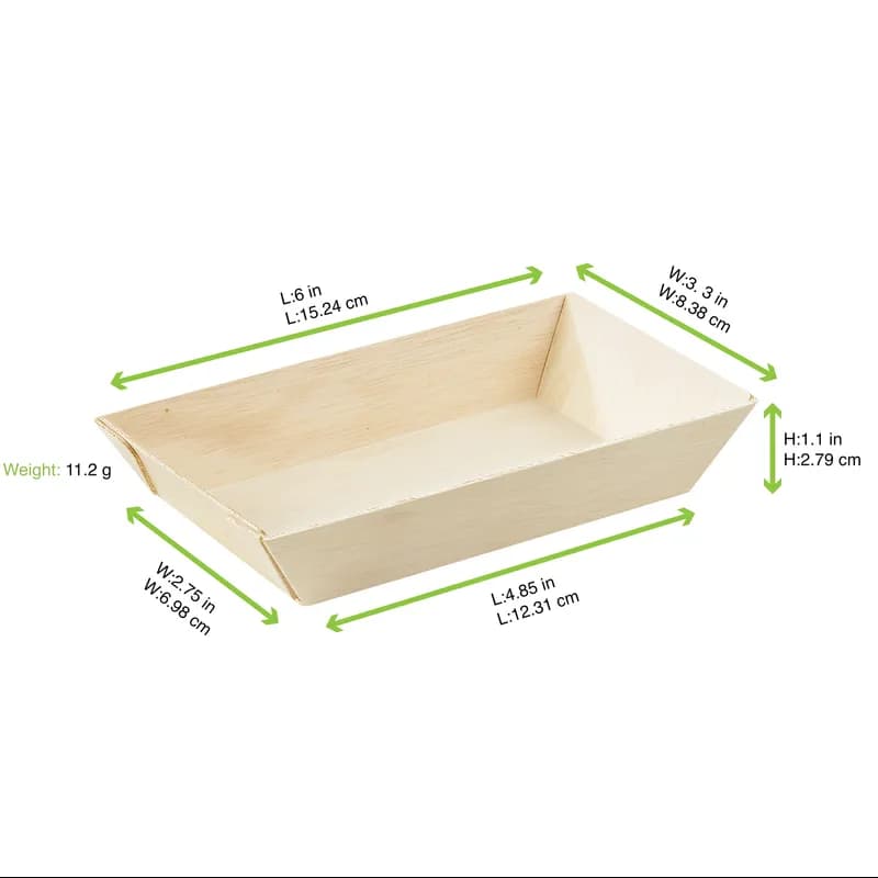 Samurai Plate 6X3.3X1.1 IN Wood Rectangle Microwave Safe 100 Count/Pack