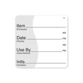 ToughMark™ Item Date Use By Bilingual Label 2X2 IN White Square 500 Count/Roll 1 Rolls/Case