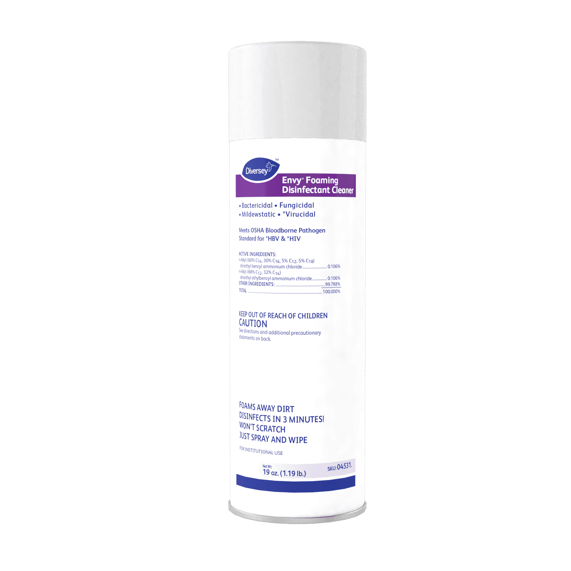 Envy® Lavender One-Step Disinfectant 19 FLOZ Multi Surface Aerosol RTU Quat 12/Case