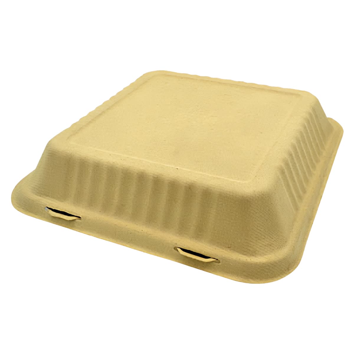 Take-Out Container Hinged 9X9X3 IN Molded Fiber Kraft Square 200/Case