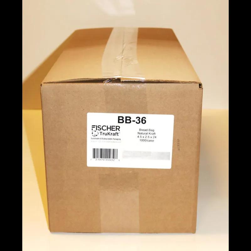 Baguette Bread Bag 4.5X2.5X24 IN Kraft Paper Kraft Gusset 1000/Case