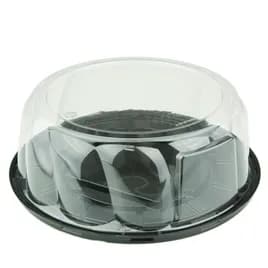 Cake Container & Lid Combo 10X3.5 IN PET Black Round Shallow 120/Case