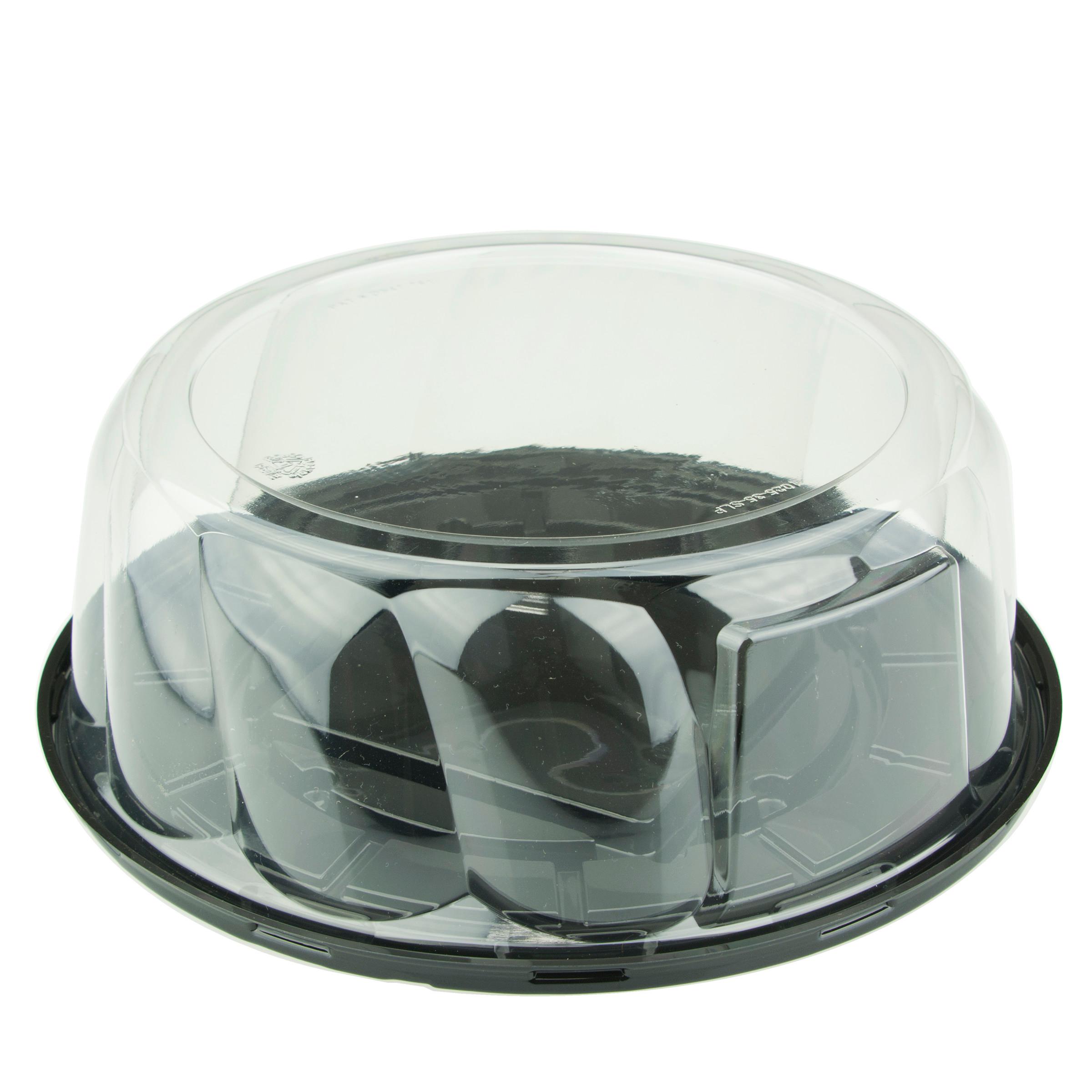 Cake Container & Lid Combo 10X3.5 IN PET Black Round Shallow 120/Case