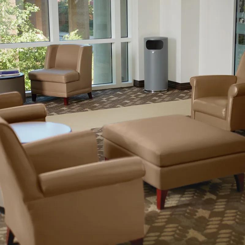 Metallic Series Trash Can Stainless Metal With Flat Lid With Galvanized Liner 1/Each