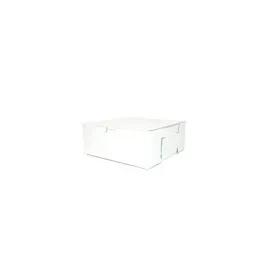 Easy Lock Cake Box 10X10X3 IN SUS Paperboard CRB White Square Lock Corner 1-Piece 200/Bundle