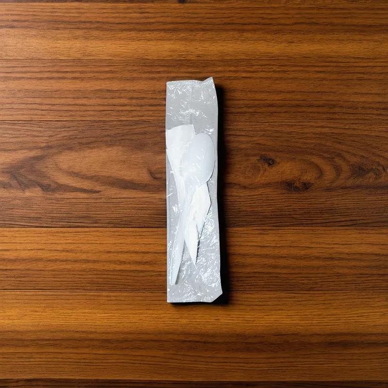 Victoria Bay 2PC Cutlery Kit PP White Medium Weight With 1PLY Napkin, Teaspoon 2000/Case