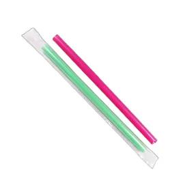 Colossal & Boba Straw 0.394X9 IN Plastic Assorted Cello Wrapped Diagonal Cut 1600/Case