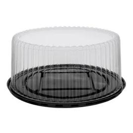 Cake Container & Lid Combo With High Dome Lid 12.57X5.25 IN PET Black Clear Fluted 50/Case