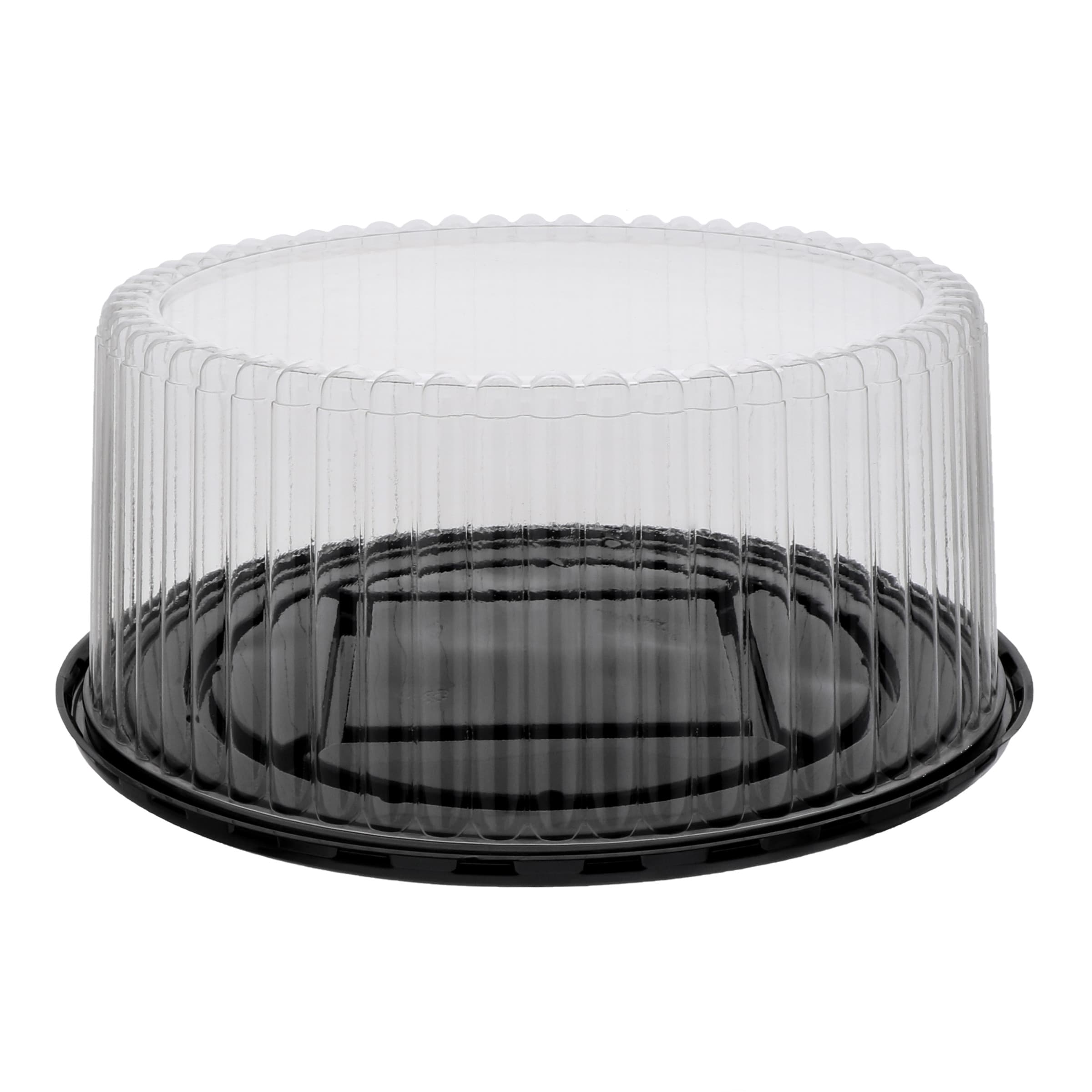 Cake Container & Lid Combo For 11 IN Cake With High Dome Lid 12.57X5.25 IN PET Black Clear Fluted 50/Case