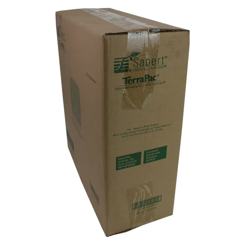 Serving Tray Base 16X16X1.13 IN Pulp Fiber Kraft Square 25/Case
