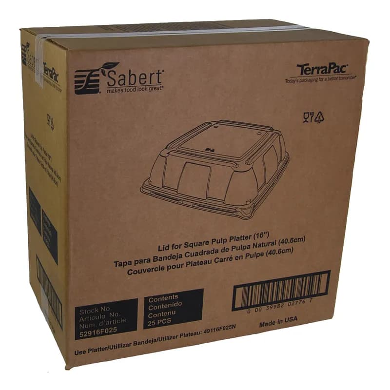 Lid 16.07X16.07X3.56 IN PET Clear Square For Platter 25/Case