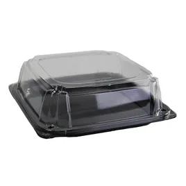 UltraStack® Take-Out Container Base & Lid Combo With Dome Lid 10.7X10.7X2.75 IN PET Black Clear Square 25/Case