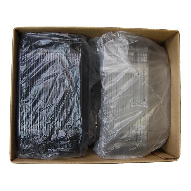 UltraStack® Take-Out Container Base & Lid Combo With Dome Lid 10.7X10.7X2.75 IN PET Black Clear Square 25/Case