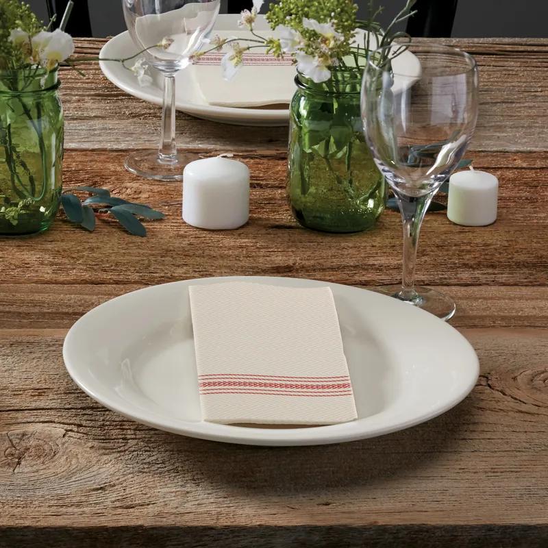Dinner Napkins White Red Dishtowel Print Paper UltraPLY 800/Case