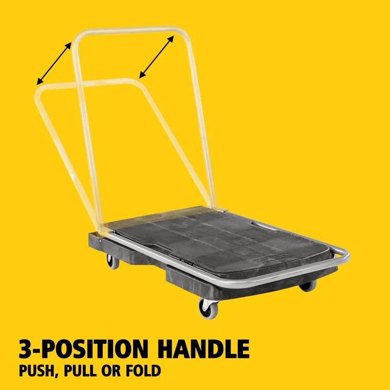 Triple Trolley 32.5X20.5X36 IN 250 LB Black Gray Resin Straight Handle Utility 3 IN TPR Casters Ergonomic Handle 1/Each