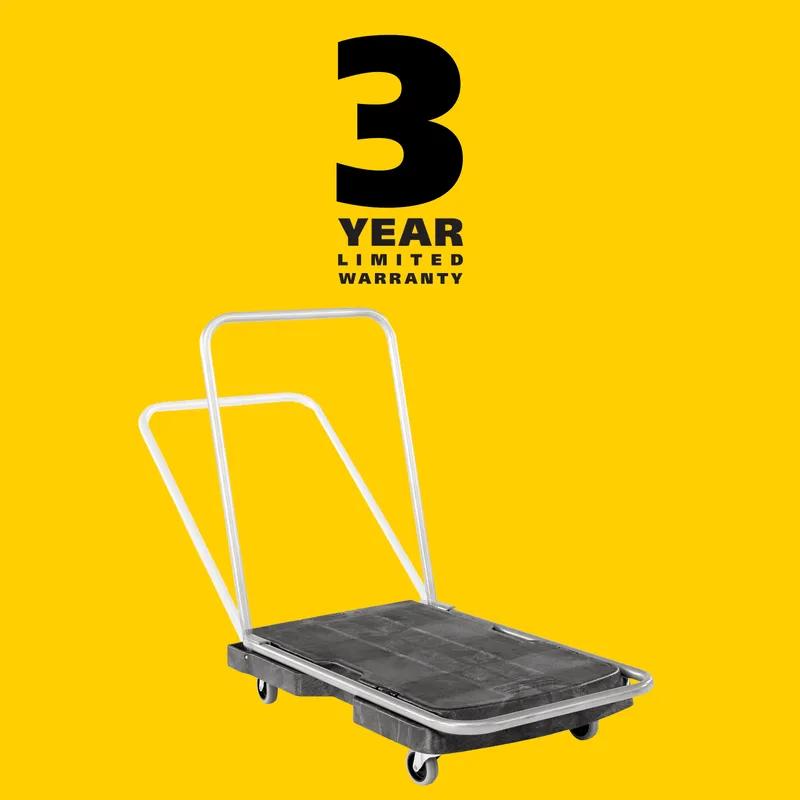 Triple Trolley 32.5X20.5X36 IN 250 LB Black Gray Resin Straight Handle Utility 3 IN TPR Casters Ergonomic Handle 1/Each