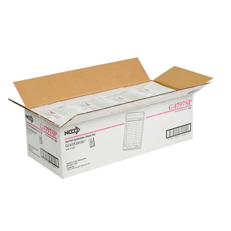 Guest Check 4.25X7.25 IN Green Medium-Wide 2-Part Carbonless 13 Line 50 Sheets/Pack 40 Packs/Case 2000 Count/Case