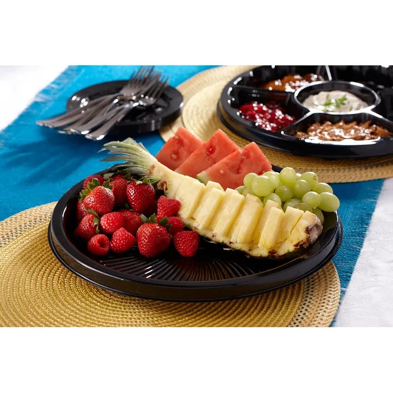 Serving Tray Base 18.13X1.38 IN PET Black Round 36/Case