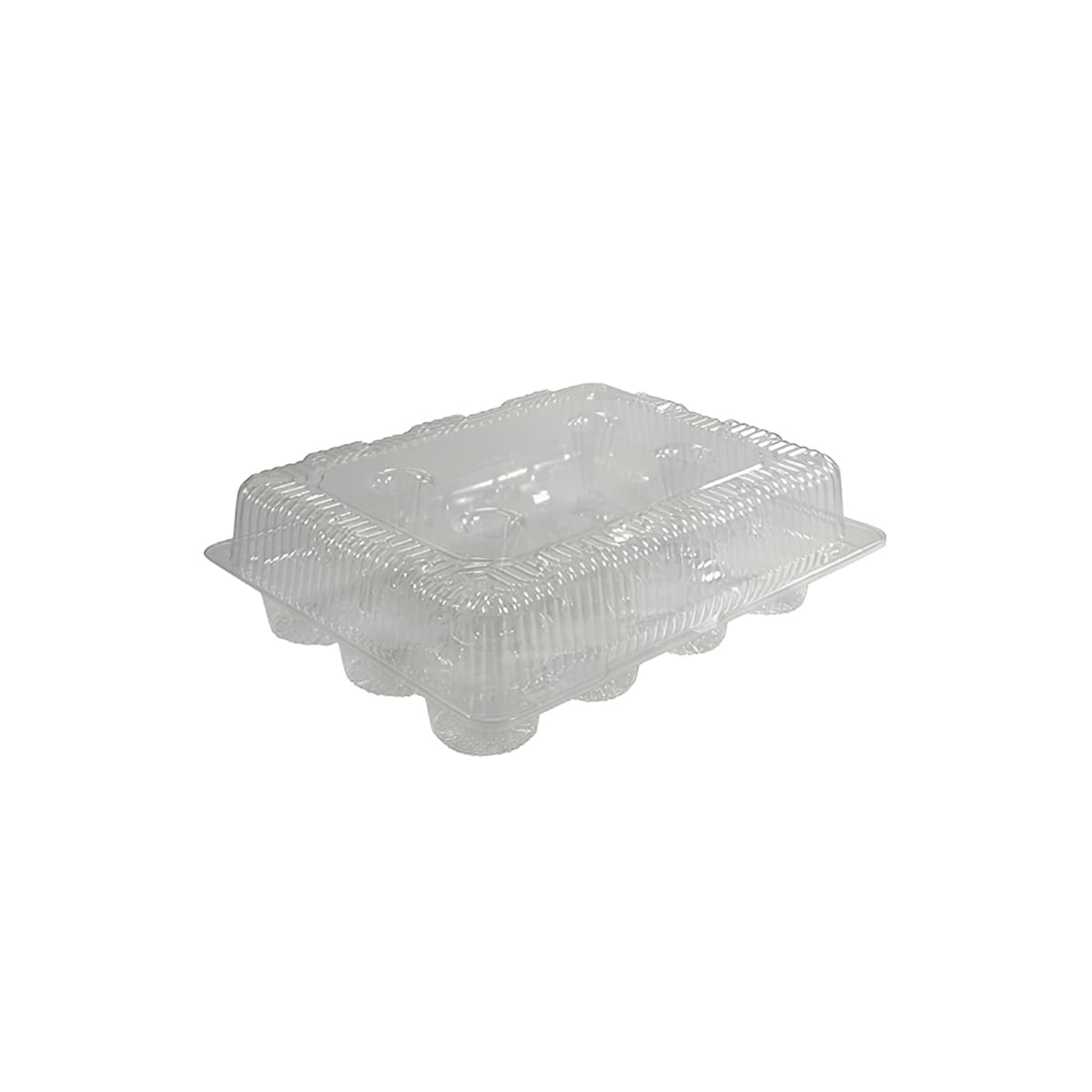 Cupcake Hinged Container With Dome Lid 13X10.5X3 IN 12 Compartment OPS Clear Rectangle 100/Case