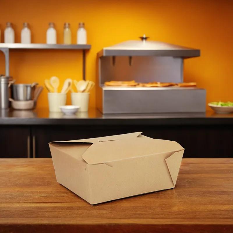Bio-Pak® #8 Take-Out Box Fold-Top 45 OZ Paper Kraft 300/Case