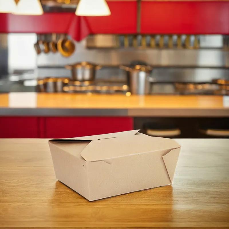 Bio-Pak® #8 Take-Out Box Fold-Top 45 OZ Paper Kraft 300/Case