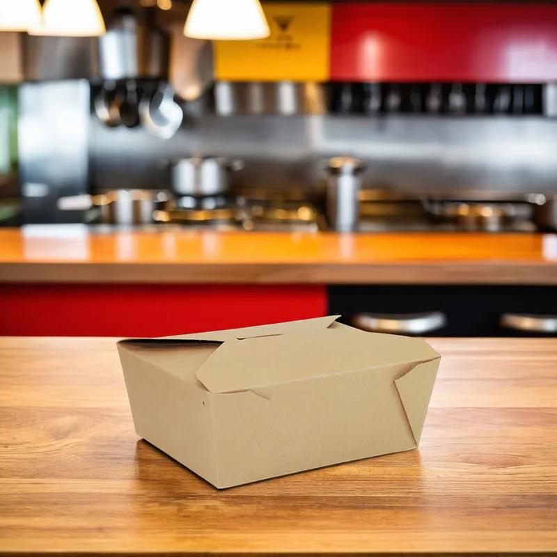 Bio-Pak® #8 Take-Out Box Fold-Top 45 OZ Paper Kraft 300/Case