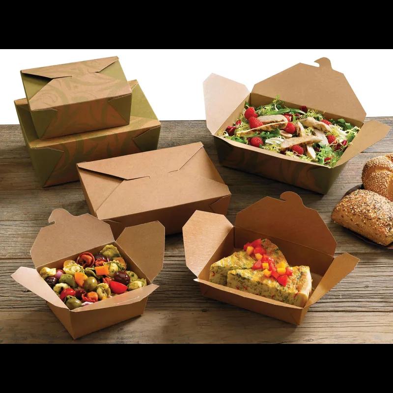 Bio-Pak® #8 Take-Out Box Fold-Top 45 OZ Paper Kraft 300/Case