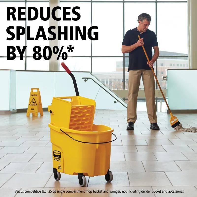 WaveBrake® Mop Bucket & Wringer 26 QT Plastic Yellow Side Press 1/Each
