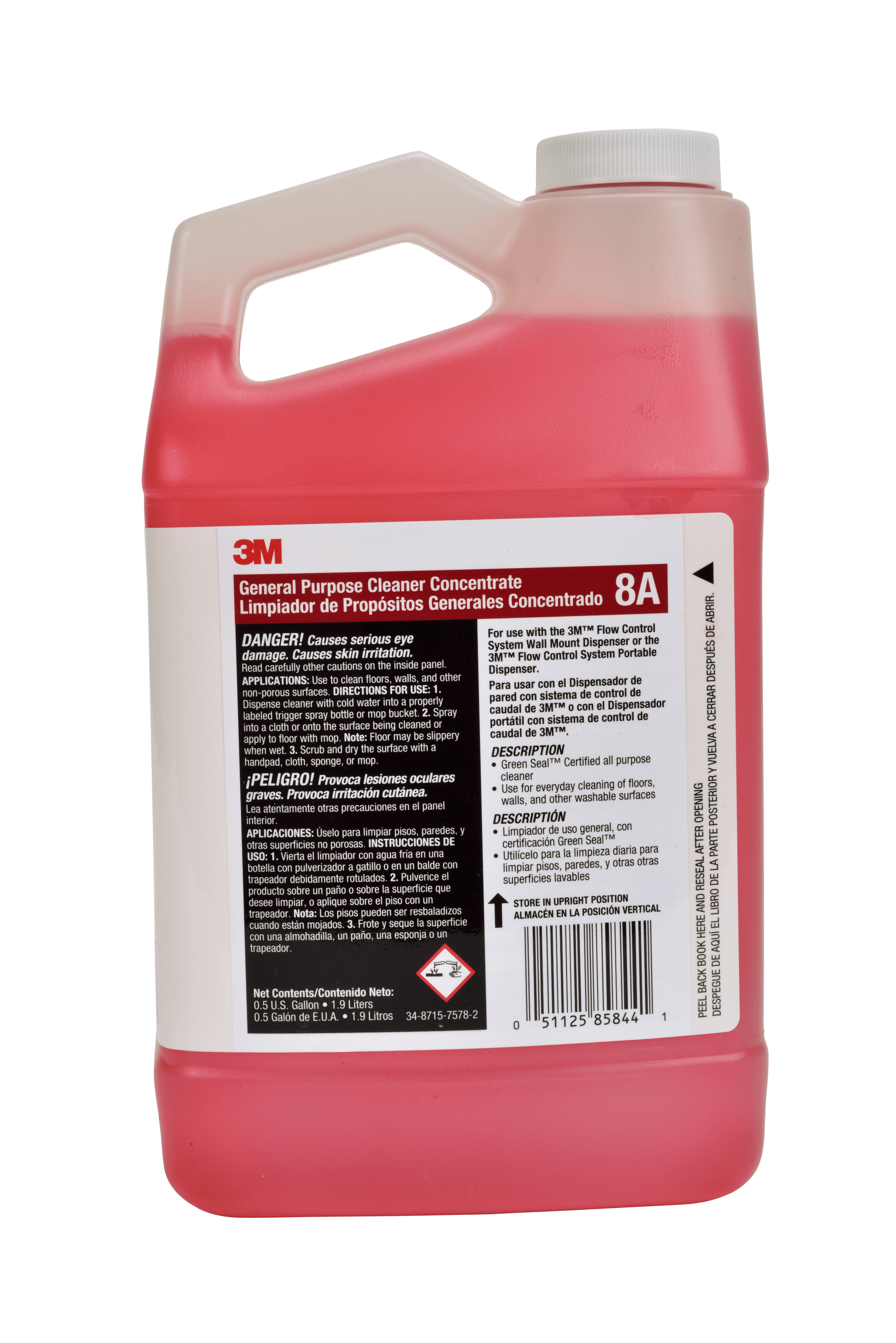 3M™ 8A Clean Scent All Purpose Cleaner 64 FLOZ Concentrate No Rinse 4/Case