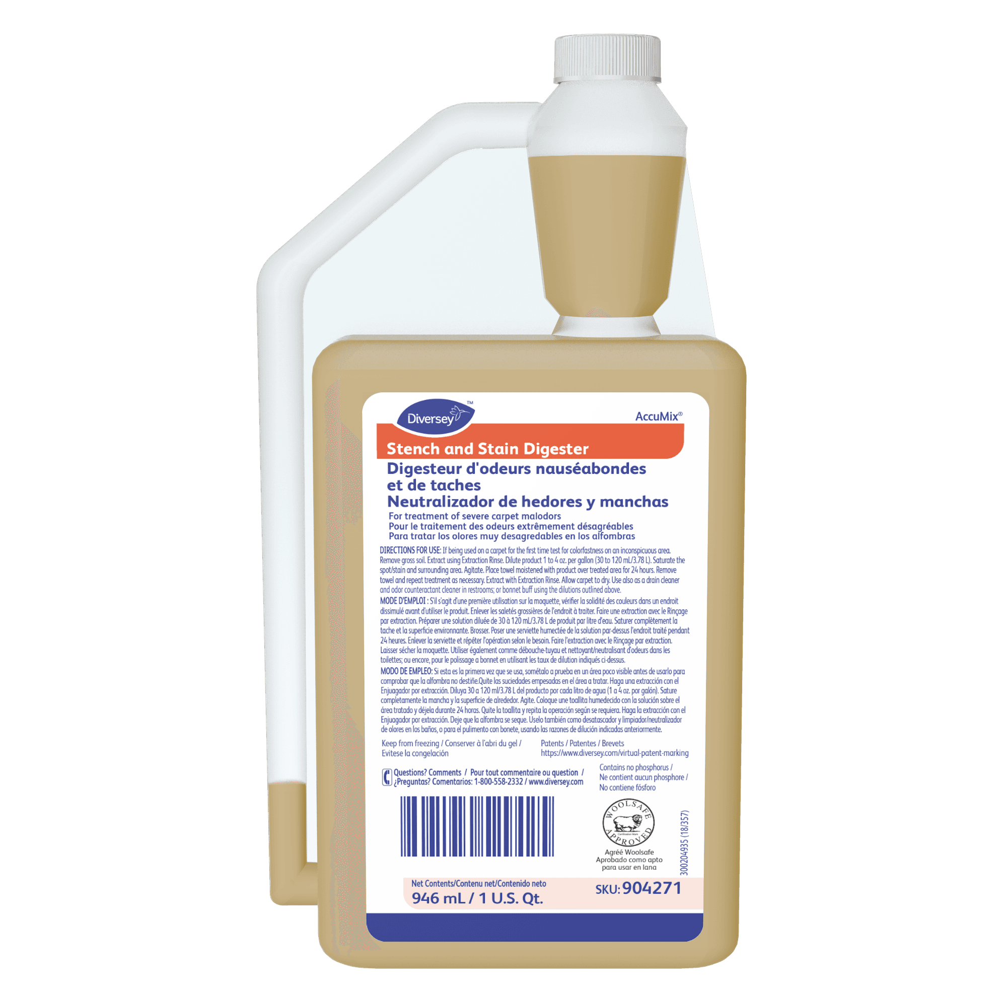 Diversey Floral Stain Remover Carpet Deodorizer 32 FLOZ Liquid Concentrate Enzymatic 6/Case