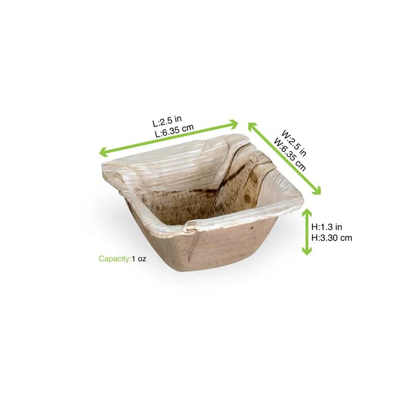 Take-Out Container Base 2.5X2.5X1.3 IN Palm Leaf Square 50 Count/Pack 6 Packs/Case 300 Count/Case