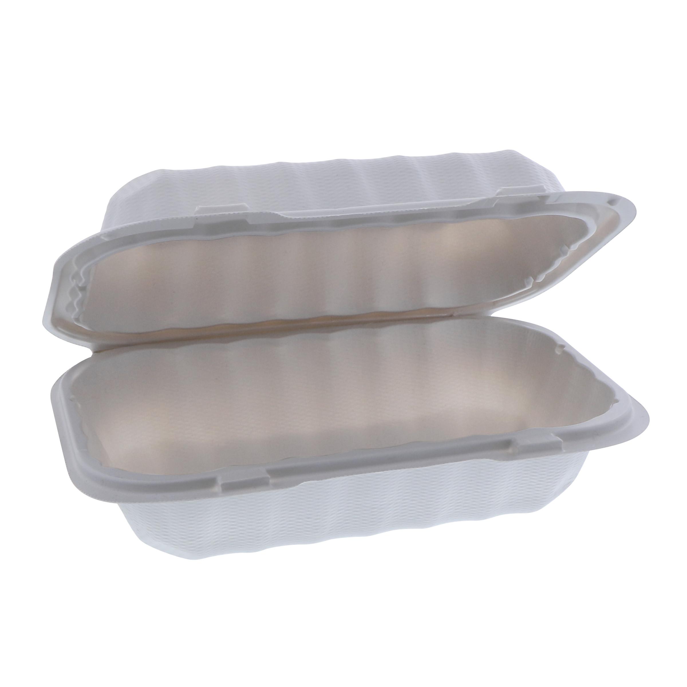 Hoagie & Sub Take-Out Container Hinged With Dome Lid 9X6X3 IN MFPP White Rectangle 270/Case