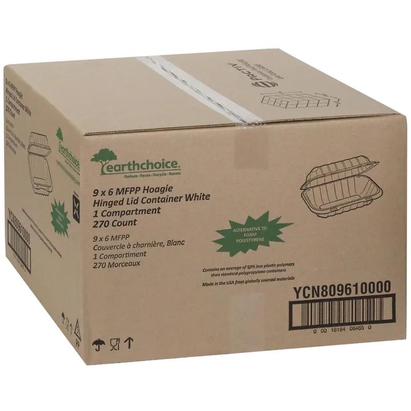 Hoagie & Sub Take-Out Container Hinged With Dome Lid 9X6X3 IN MFPP White Rectangle 270/Case