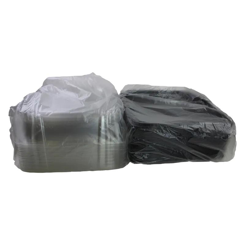 UltraStack® Take-Out Container Base & Lid Combo With Dome Lid 14.1X14.1X4.54 IN PET Black Clear Square 25/Case