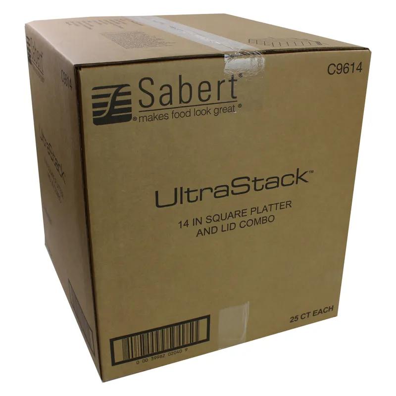 UltraStack® Take-Out Container Base & Lid Combo With Dome Lid 14.1X14.1X4.54 IN PET Black Clear Square 25/Case