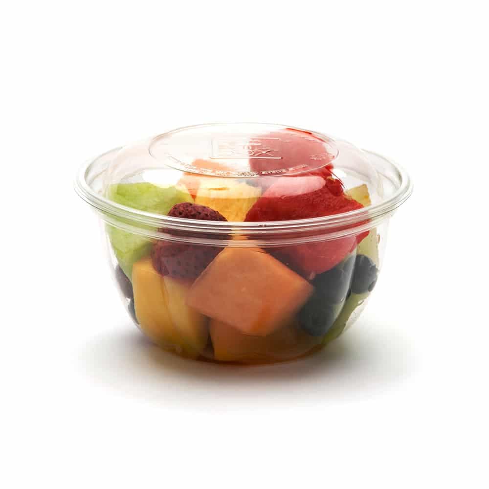 The BOTTLEBOX ® Salad Bowl & Lid Combo With Dome Lid 16 OZ RPET Clear Round 500/Case