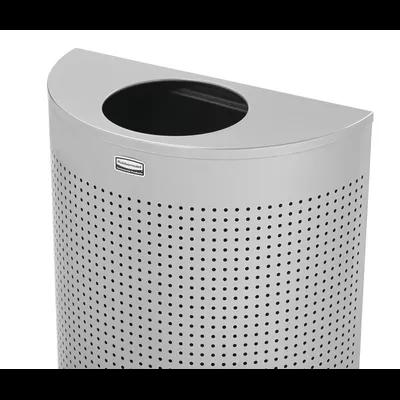Landfill 1-Stream Trash Can 17.64X8.82X32.48 IN Silver Half Round Stainless Steel With Open Lid 1/Each
