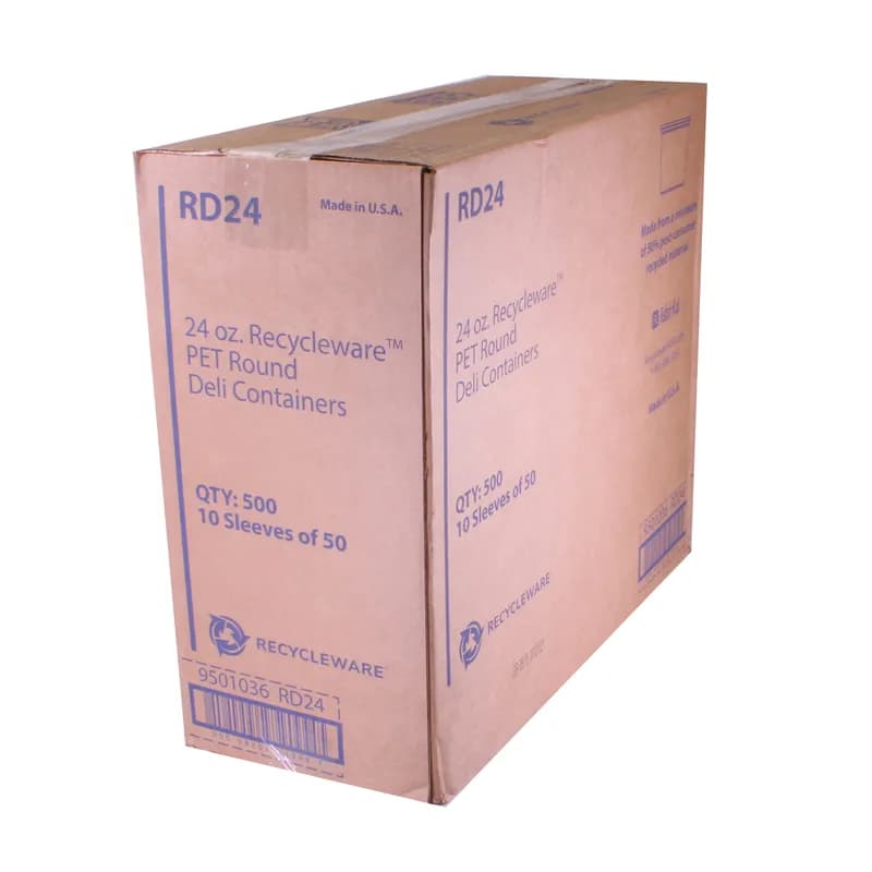 Recycleware® Deli Container Base 24 OZ RPET Clear Round 500/Case