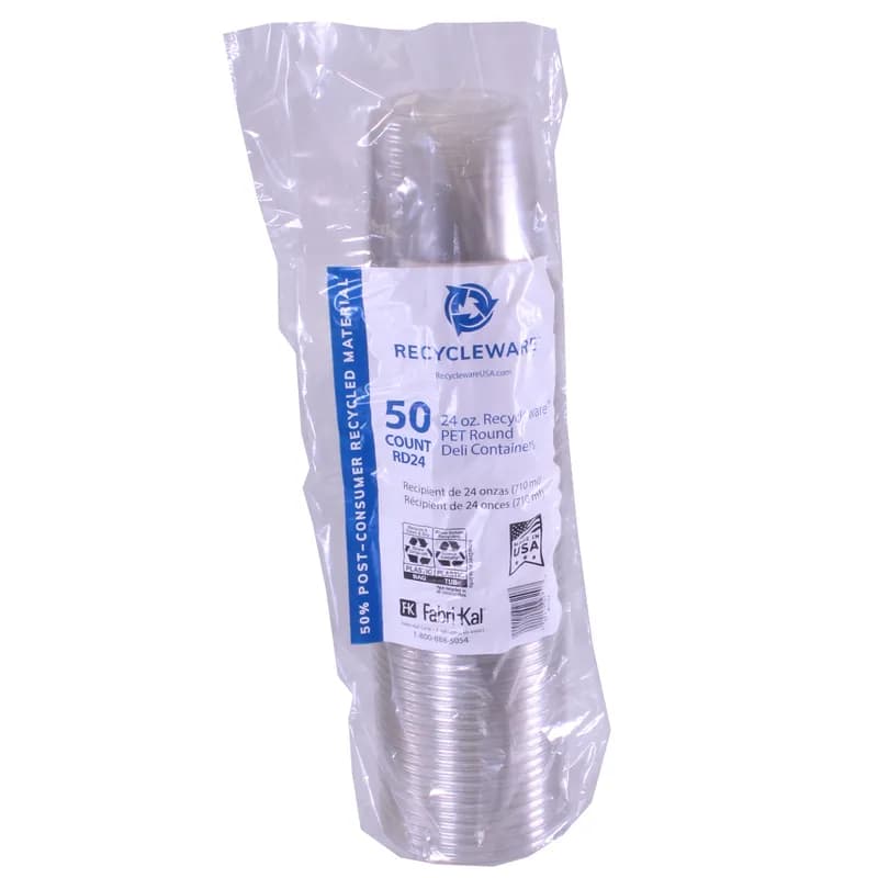 Recycleware® Deli Container Base 24 OZ RPET Clear Round 500/Case