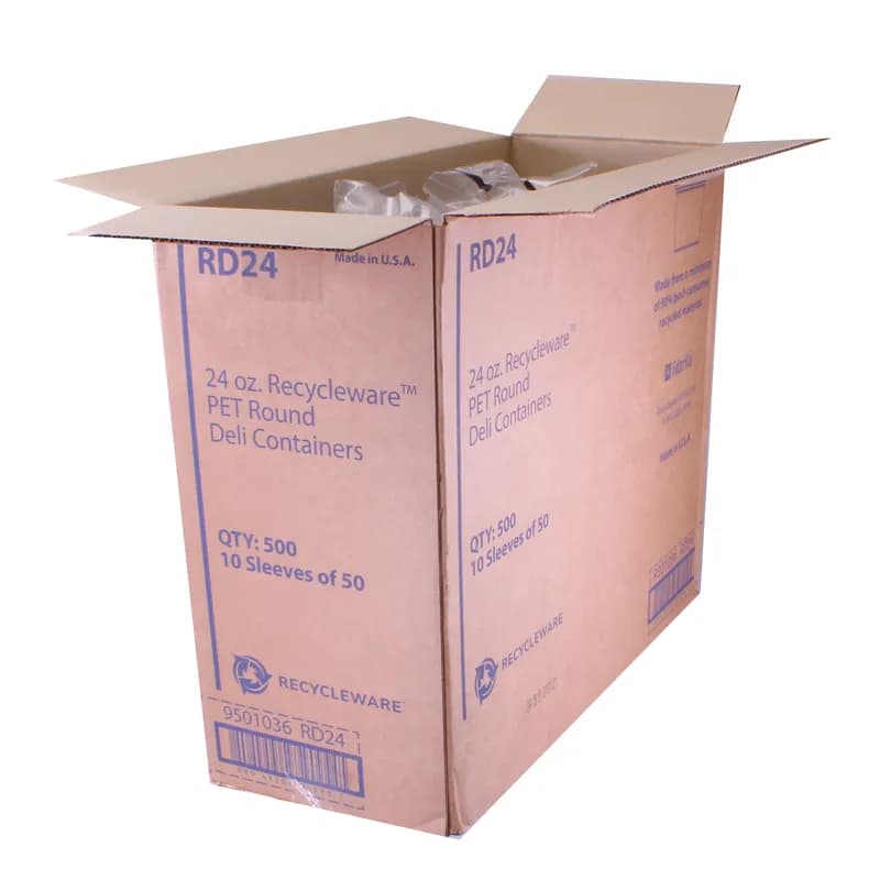 Recycleware® Deli Container Base 24 OZ RPET Clear Round 500/Case
