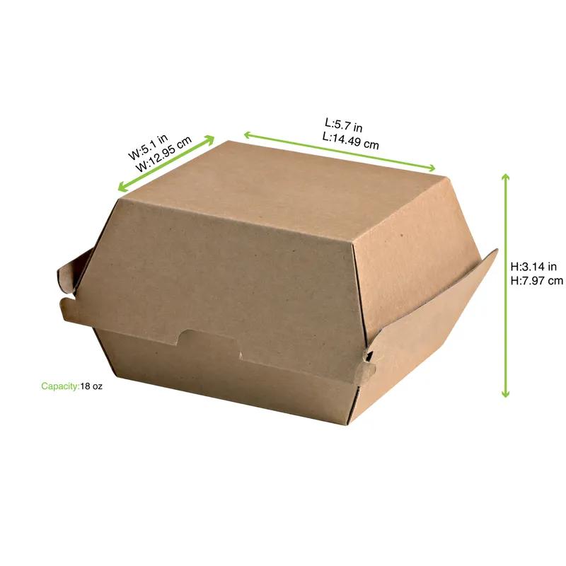 Take-Out Box Hinged With Dome Lid 5.7X5.3X3.2 IN Corrugated Paperboard Kraft 50 Count/Pack 10 Packs/Case 500 Count/Case