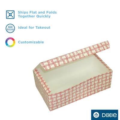 Dixie® Take-Out Box Tuck-Top 5X9X3 IN Paperboard Red White Plaid Rectangle 250/Case