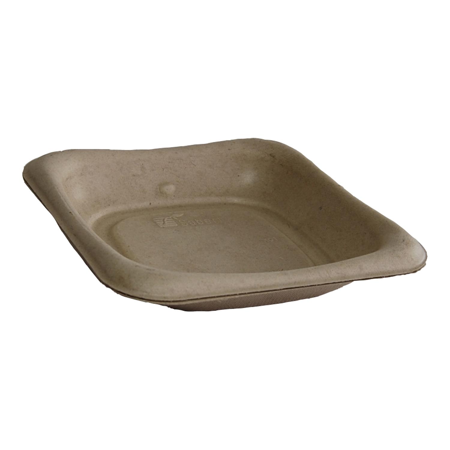 Sandwich Take-Out Container Base 5.5X5.5X1 IN Pulp Fiber Kraft Square 300/Case