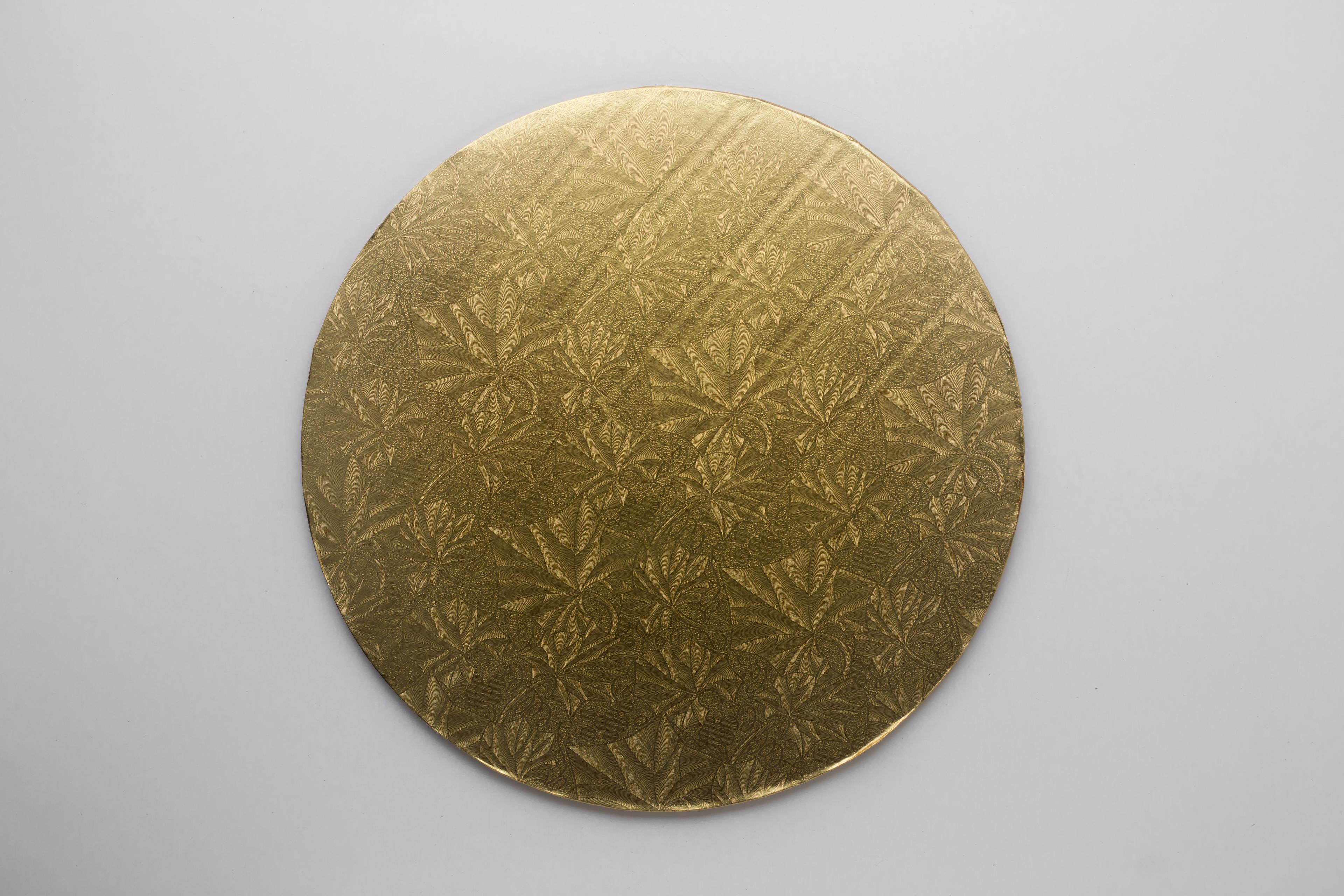 Cake Board 18X0.5 IN Paperboard Gold Round Embossed 12/Case