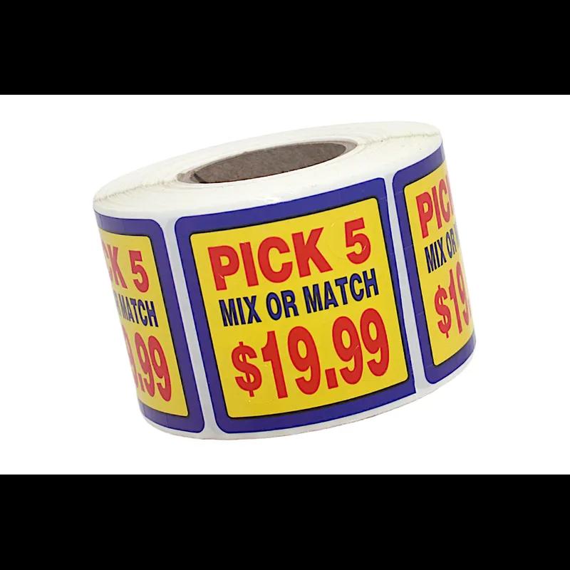 Pick 5 Mix or Match 19.99 Label 2X2 IN Multicolor Square 500/Roll