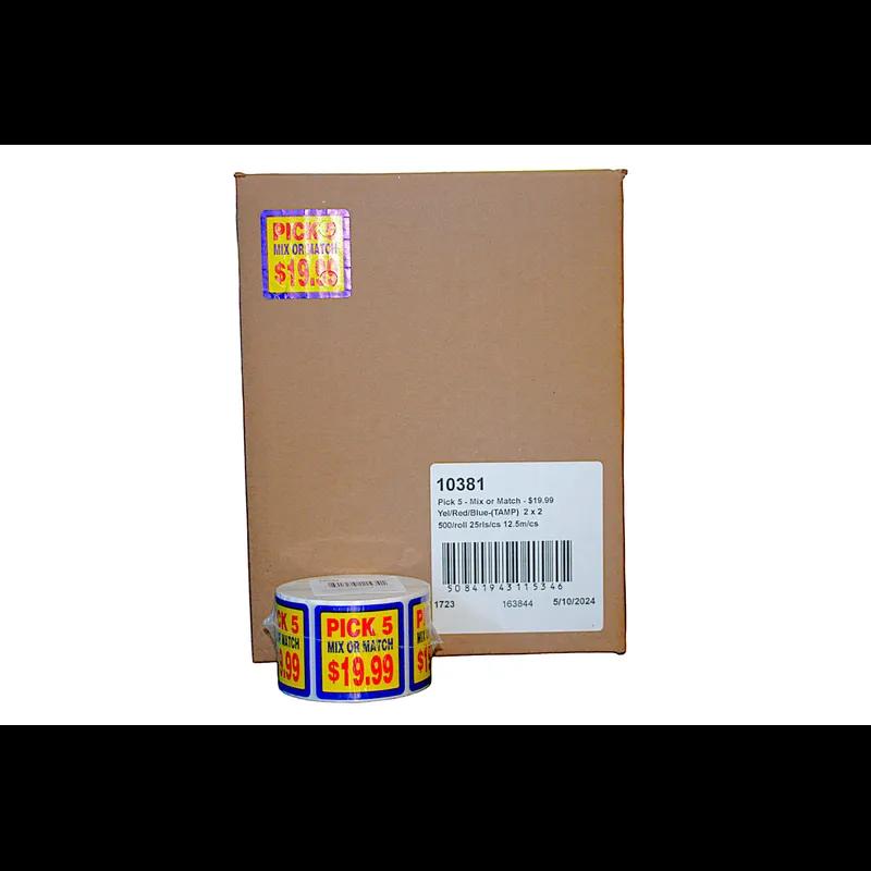 Pick 5 Mix or Match 19.99 Label 2X2 IN Multicolor Square 500/Roll