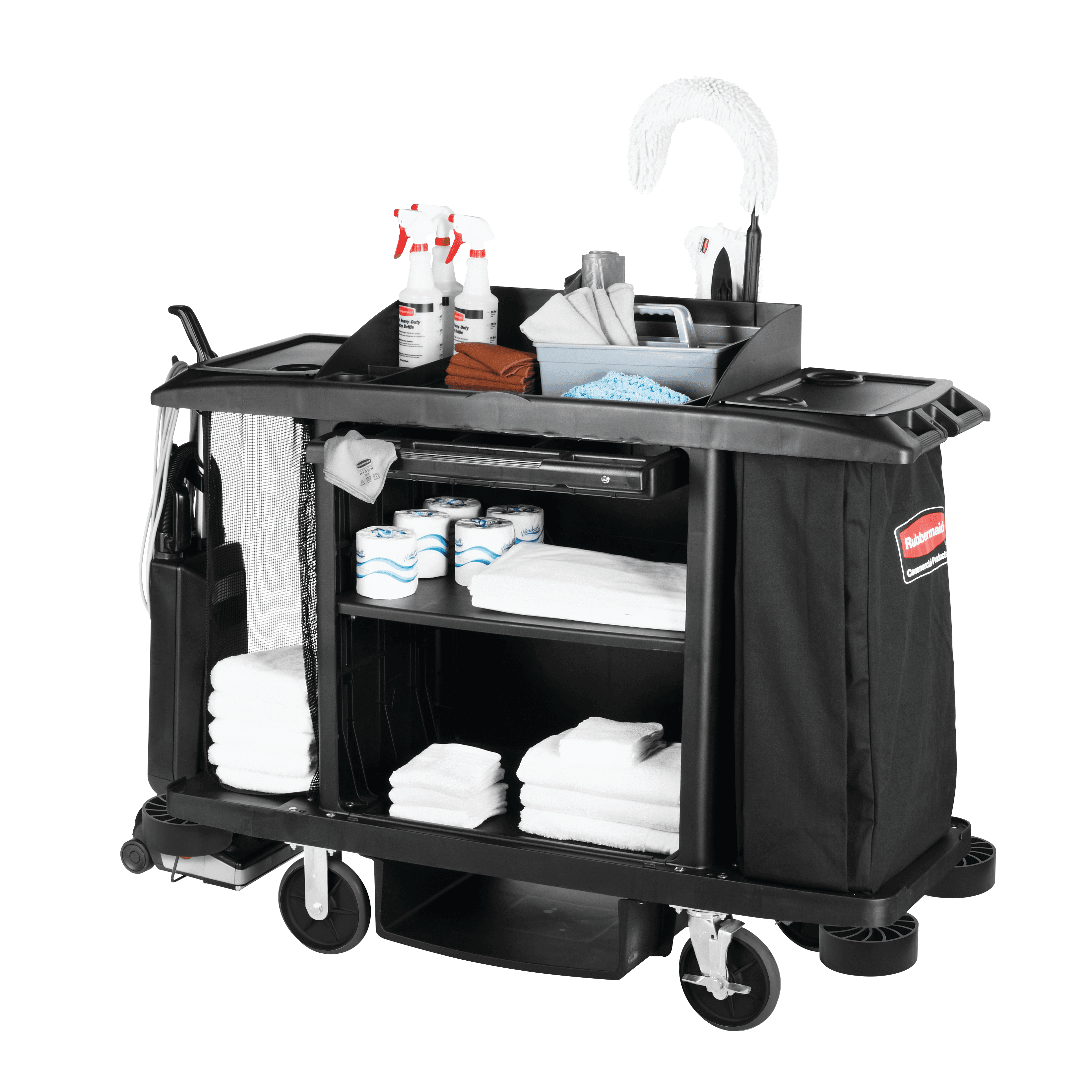 Executive Series™ Housekeeping Cart Black Plastic Full Size Executive 1/Each