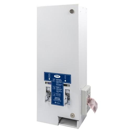 Dual No.1 Vendor Tampon & Pad Dispenser White Metal Free Vend 1/Case